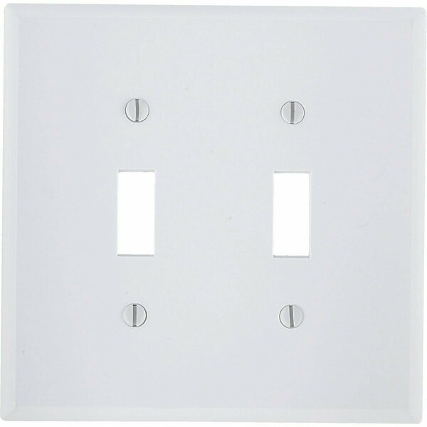 Leviton 2-Gang Plastic Oversized Toggle Switch Wall Plate, White 001-88109